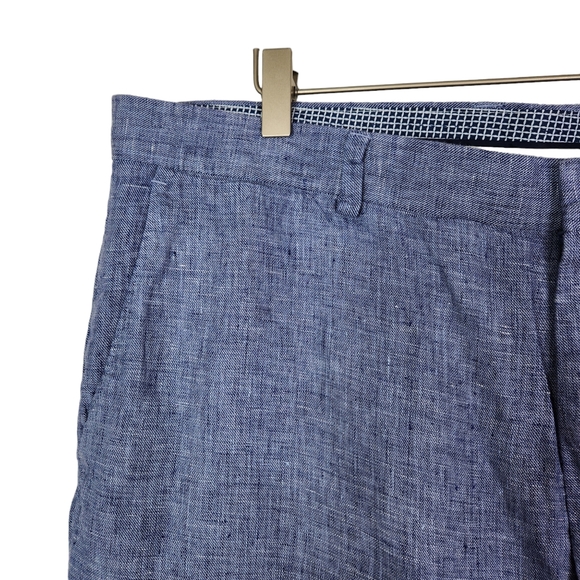 BAIRD McNUTT Linen Pants Mens 40 x 36 Blue Murano Alex Fit Flat Front Slim Fit - Picture 6 of 11